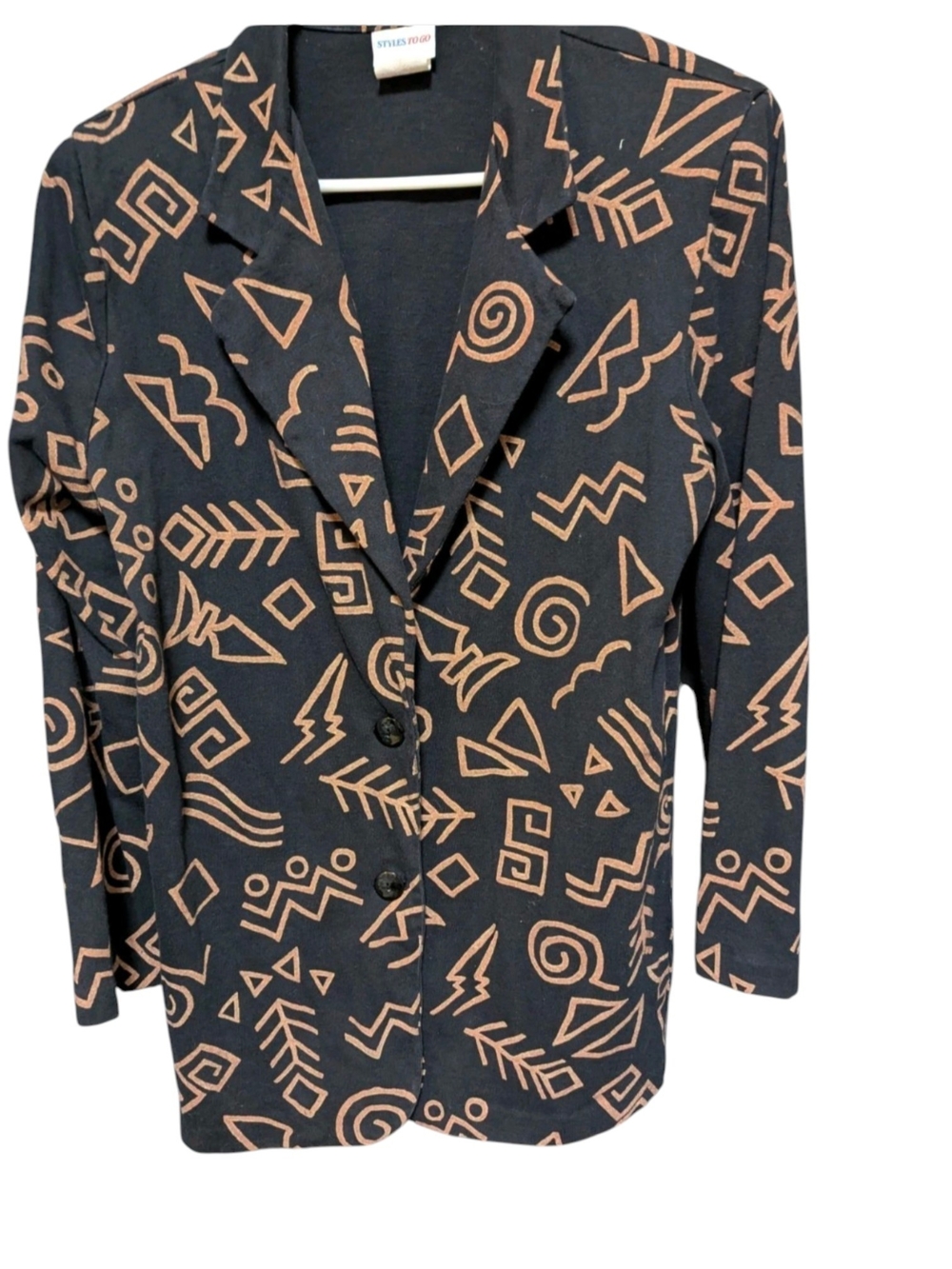 Vintage '80s Nerd New Wave Jacket  By Style To Go Abstract Print Size 10